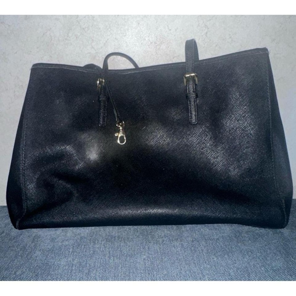 Michael Kors Jet Set Travel Large EW Tote Black Saffiano Leather Shoulder Bag